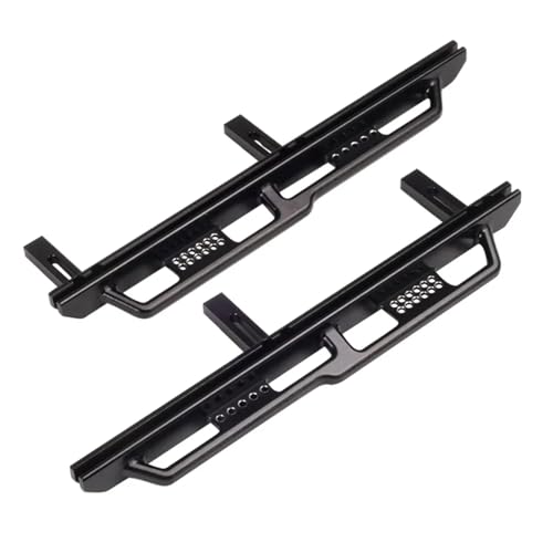 GTFRUQAS Für Axial SCX6 Für JLU Für Rock Sliders Für Wrangler 1/6 4WD 2 Stück CNC-Aluminiumschienen Pedal-Seitentrittbrett RC-Crawler-Auto-Upgrade-Teile RC Ersatzteile(Black) von GTFRUQAS