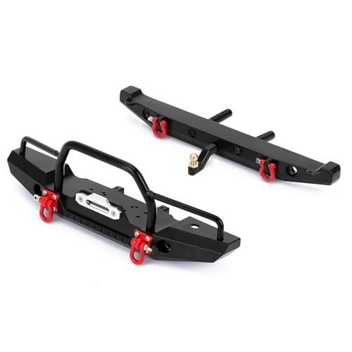 GTFRUQAS Für Crawler Für Axial Für SCX10 Für SCX10 II 90046 90047 Upgrade Teile 1/10 RC Auto Metall Vorne Stoßstange Hinten Mit Lichter RC Ersatzteile(Size3) von GTFRUQAS