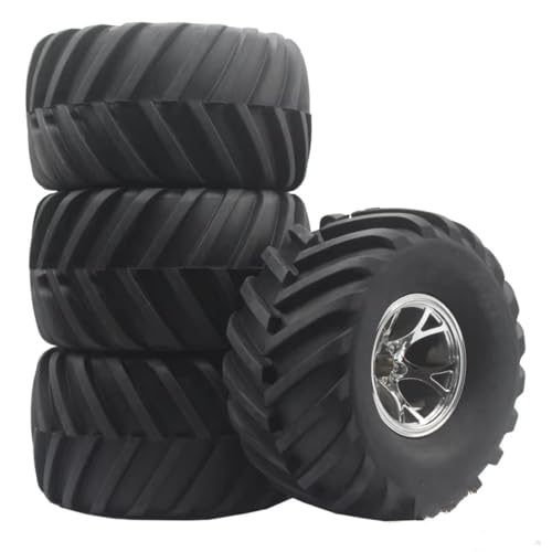 GTFRUQAS Für HPI Für HSP 0703-3003 1:10 RC Monster Truck Gummireifen Reifen + Kunststofffelge 4 Stücke Weiß Rot Blau RC Ersatzteile(White) von GTFRUQAS