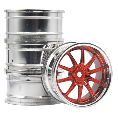 GTFRUQAS Für HPI Für HSP 94123 94122 94103 D4 D3 1:10 RC Modell On-Road Für Racing Auto 9085 4 Stücke 1Set Kunststoff Felge RC Ersatzteile(Red) von GTFRUQAS