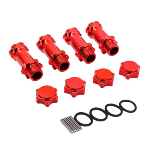 GTFRUQAS Für Hsp Für Monster Scale Truck Truggy RC Ersatzteile 1/8 1 Set 89108 17mm Rad Hex 30mm Länger Verbesserte Mount Adapter Abdeckung Nabe RC Ersatzteile(Red) von GTFRUQAS