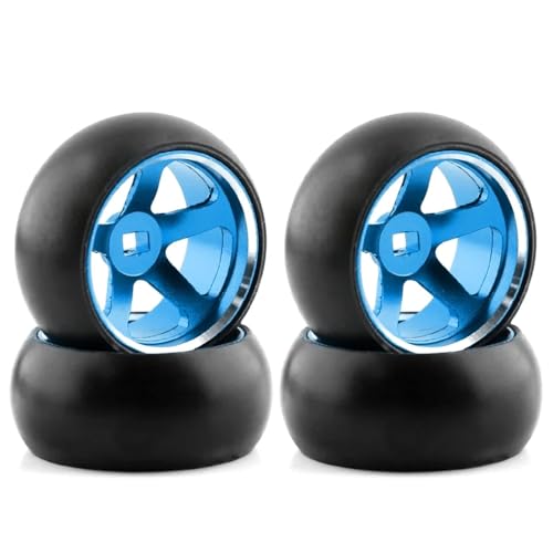 GTFRUQAS Für Kyosho Für Mini-Z 1/28 RC Auto Upgrades Teile Hartplastik Drift Reifen Reifen Metall Felge RC Ersatzteile(Blue) von GTFRUQAS