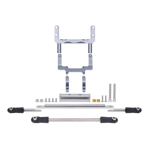 GTFRUQAS Für Rockjock Für SCX10 II 1/10 Servo Metall Halterung Mit Skala Hydraulische Lenkung Kit RC Crawler Auto Gerade Achse RC Ersatzteile(Metallic) von GTFRUQAS