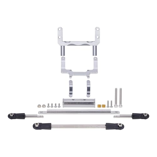 GTFRUQAS Für Rockjock Für SCX10 II 1/10 Servo Metall Halterung Mit Skala Hydraulische Lenkung Kit RC Crawler Auto Gerade Achse RC Ersatzteile(Silver) von GTFRUQAS