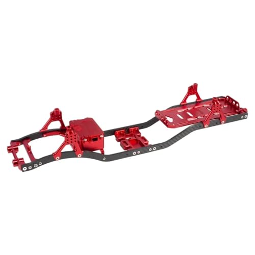 GTFRUQAS Für SCX10 1/10 Carbon Fiber Schienen Metall Brace Skid Plate Einstellbare Shock Mount Box Batteriefach Für Chassis Set RC Crawler RC Ersatzteile(Red) von GTFRUQAS