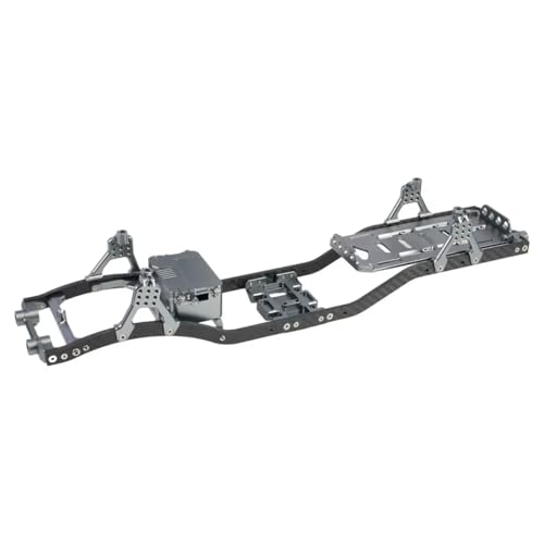 GTFRUQAS Für SCX10 1/10 Carbon Fiber Schienen Metall Brace Skid Plate Einstellbare Shock Mount Box Batteriefach Für Chassis Set RC Crawler RC Ersatzteile(Silver) von GTFRUQAS