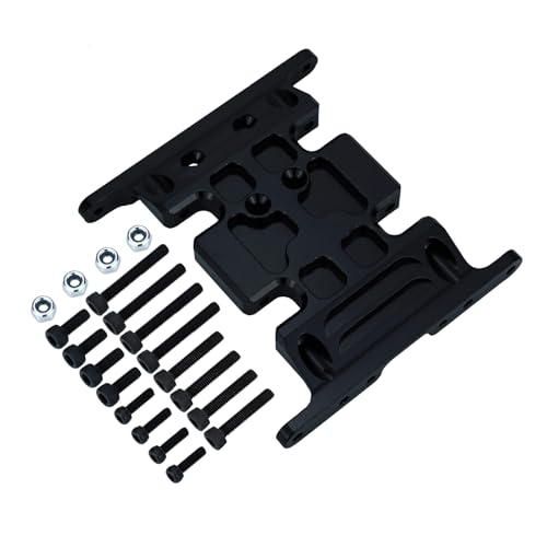 GTFRUQAS Für SCX10 90047 90022 90028 1/10 RC Crawler Upgrade Teile Zubehör Eloxiertem Aluminium Skid Platte Getriebe Halterung RC Ersatzteile(Black,Size2) von GTFRUQAS