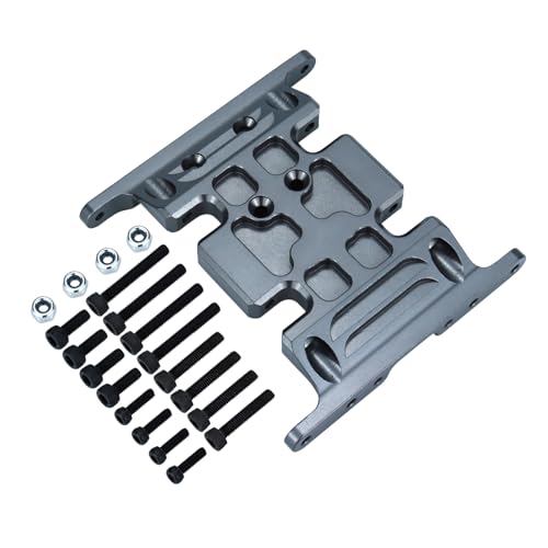 GTFRUQAS Für SCX10 90047 90022 90028 1/10 RC Crawler Upgrade Teile Zubehör Eloxiertem Aluminium Skid Platte Getriebe Halterung RC Ersatzteile(Gray,Size2) von GTFRUQAS
