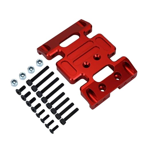 GTFRUQAS Für SCX10 90047 90022 90028 1/10 RC Crawler Upgrade Teile Zubehör Eloxiertem Aluminium Skid Platte Getriebe Halterung RC Ersatzteile(Red,Size1) von GTFRUQAS