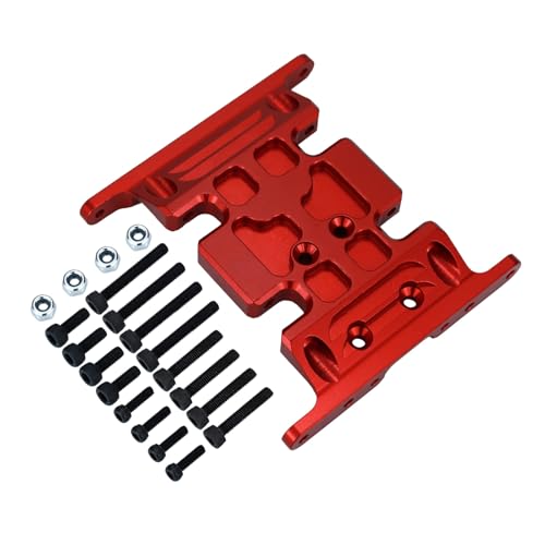 GTFRUQAS Für SCX10 90047 90022 90028 1/10 RC Crawler Upgrade Teile Zubehör Eloxiertem Aluminium Skid Platte Getriebe Halterung RC Ersatzteile(Red,Size2) von GTFRUQAS
