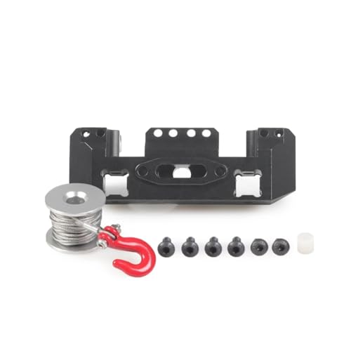 GTFRUQAS Für TRX-4 Für TRX6 1/10 CNC Aluminium Multifunktionale Front Stoßstange Montieren Servo Winde Messing Montieren RC Crawler Upgrade Teil RC Ersatzteile(Black) von GTFRUQAS