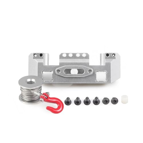GTFRUQAS Für TRX-4 Für TRX6 1/10 CNC Aluminium Multifunktionale Front Stoßstange Montieren Servo Winde Messing Montieren RC Crawler Upgrade Teil RC Ersatzteile(Silver) von GTFRUQAS