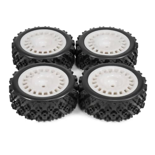 GTFRUQAS Für TT-01 Für TT-02 XV-01 DF-03 TA06 PTG2 Für HPI WR8 4 Stücke 12mm Geklebte Gummireifen Kunststofffelgen Felge RC Für Rallye Für Rennwagen Upgrades Teile RC Ersatzteile(White,72 * 26) von GTFRUQAS