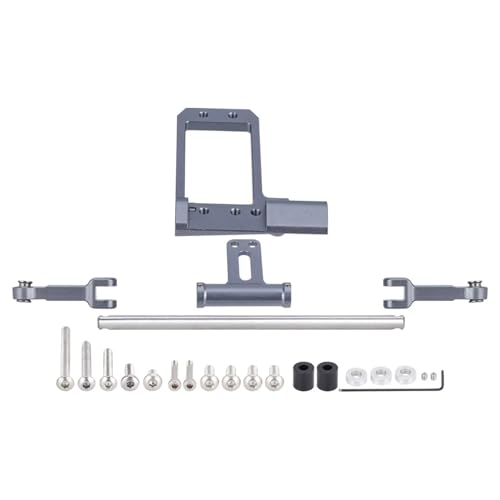 GTFRUQAS Für Vanquish Für Phoenix VS4-10 F10 1/10 Aluminium BAT Servo Halterung Und Skala Hydraulische Lenkung Link RC Crawler Portal Achse Upgrade RC Ersatzteile(Silver) von GTFRUQAS