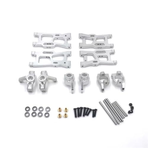 Für WLtoys 144010 144001 144002 124016 124017 124018 124019 Metall-Upgrades Zubehör Für Schwenkarm-Lenkschalenlager 6er-Pack RC-Autoteile RC Ersatzteile(Silver) von GTFRUQAS