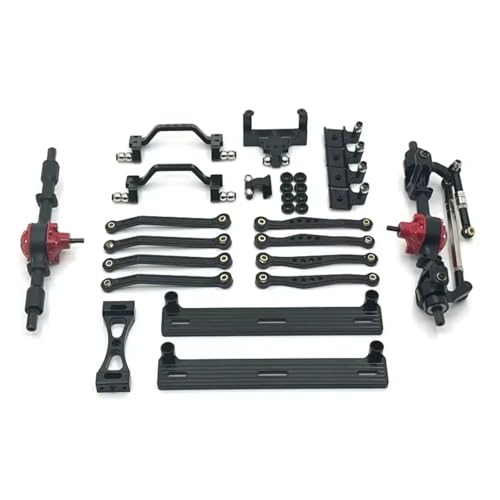 GTFRUQAS Für WPL C64 C64-1 1/16 RC-Auto-Upgrade-Teile Metall-Vorder- Und Hinterachse Für Chassis-Verbindungsstange Zugstangenhalterung Seitenpedal Stoßdämpfer-Set RC Ersatzteile(Black) von GTFRUQAS