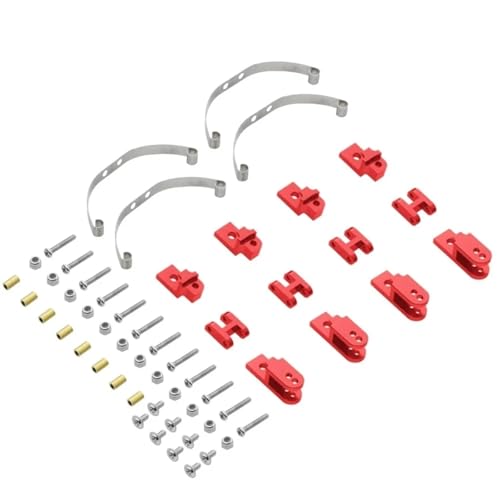 GTFRUQAS Für WPL Für B14 B24 B1 B16 B36 Für JJRC Q60 Q63 Q75 1/16 RC Auto Upgrade Teile 4x4 6x6 Stahl Stoßdämpfer Suspension Für Blattfedern RC Ersatzteile(Red,4x4) von GTFRUQAS