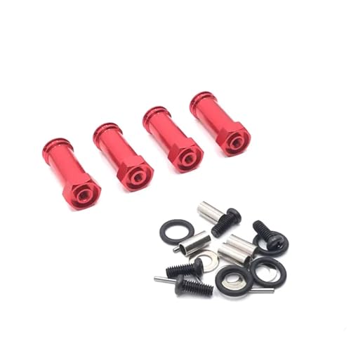 Für Wltoys Für 12423 12428 12427 12429 Für Feiyue Für FY01 FY02 FY03 FY08 1/12 RC Auto Upgrade Teile 4 Stücke 30mm Erweiterte Rad Hex Hub Adapter RC Ersatzteile(Red) von GTFRUQAS