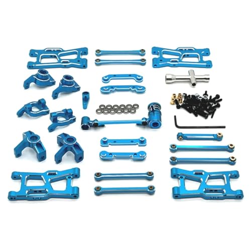 Für Wltoys Für 144001 144010 124007 124008 124017 124018 124019 Metall Suspension Arm Lenkung Tasse Hub Carrier Link Stange Upgrade Teile RC Ersatzteile(Blue) von GTFRUQAS