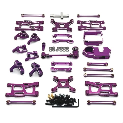 GTFRUQAS Für Wltoys Für 144001 144010 124007 124008 124017 124019 Metall Suspension Arm Lenkung Tasse Hub Carrier Shock Tower Link Upgrade Teile RC Ersatzteile(Purple) von GTFRUQAS