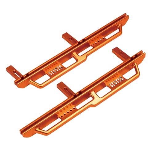 GTFRUQAS Für Wrangler Für Axial SCX6 Für JLU 4WD 1/6 CNC Aluminium Seitentrittbrett Für Rock Sliders Schienen Pedal RC Crawler Auto Upgrade Teile RC Ersatzteile(Orange) von GTFRUQAS