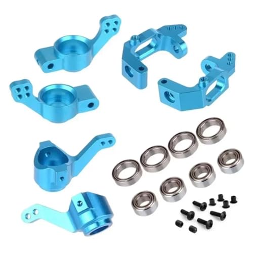 GTFRUQAS RC Autozubehör Für HSP 94123 94111 102010 102011 102012 02014 02015 1/10 Kugellager Aluminiumlegierung Lenknabenhalterung Set RC Autoteile Ersatz(Blue) von GTFRUQAS