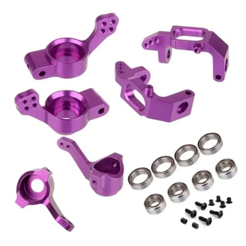 GTFRUQAS RC Autozubehör Für HSP 94123 94111 102010 102011 102012 02014 02015 1/10 Kugellager Aluminiumlegierung Lenknabenhalterung Set RC Autoteile Ersatz(Purple) von GTFRUQAS