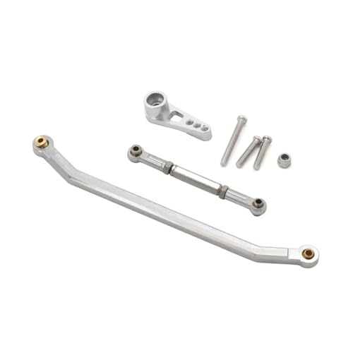 GTFRUQAS RC Autozubehör Für MN128 1/12 Aluminium Lenkverbindungsstangensatz RC Auto LKW Geländewagen Kettenfahrzeugteile Und Zubehör Upgrade Ersatzverwendung(Silver) von GTFRUQAS