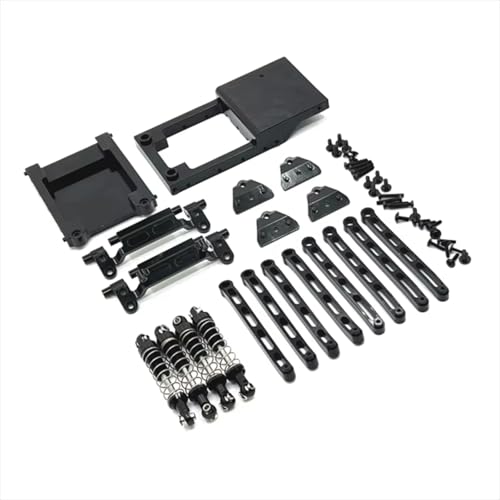 GTFRUQAS RC Autozubehör Für Mangniu Für MN78 1/12 Metall Fester Behälter Heckbehälter Zugstange Stoßdämpfer Sitzmontagesatz Rc Autozubehör Upgrade Ersatzverwendung(Black) von GTFRUQAS