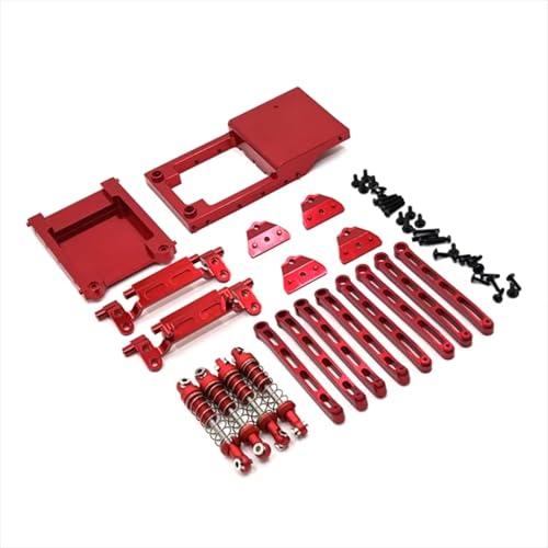 GTFRUQAS RC Autozubehör Für Mangniu Für MN78 1/12 Metall Fester Behälter Heckbehälter Zugstange Stoßdämpfer Sitzmontagesatz Rc Autozubehör Upgrade Ersatzverwendung(Red) von GTFRUQAS
