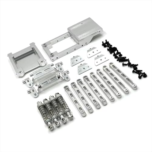 GTFRUQAS RC Autozubehör Für Mangniu Für MN78 1/12 Metall Fester Behälter Heckbehälter Zugstange Stoßdämpfer Sitzmontagesatz Rc Autozubehör Upgrade Ersatzverwendung(Silver) von GTFRUQAS