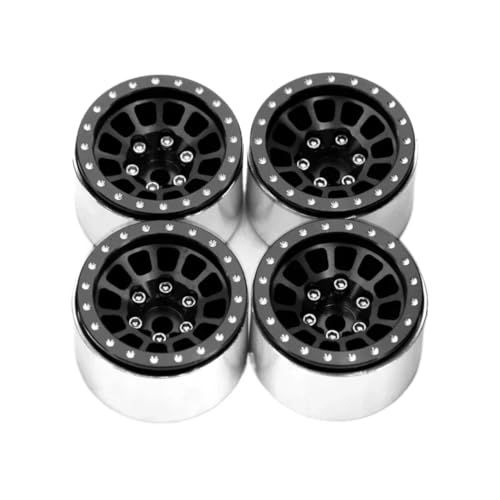 GTFRUQAS RC Autozubehör Für TRX4M Für Axial Für SCX24 AX24 1/18 1/24 4Pcs 1,0 Zoll Metall Beadlock Radnabe Felge RC Crawler Autozubehör Upgrade Ersatz Verwendung(Black) von GTFRUQAS