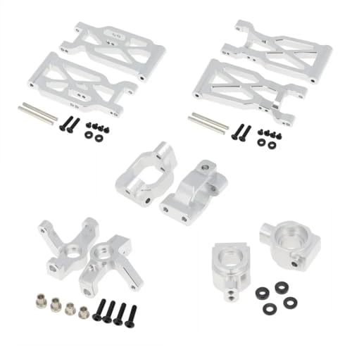 GTFRUQAS RC Autozubehör Für WLtoys 104001 Für Schwingarmsatz RC Auto LKW Geländewagen Kettenfahrzeugteile Und Zubehör Upgrade Ersatzverwendung(Silver) von GTFRUQAS