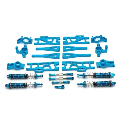 GTFRUQAS RC Autozubehör Für WLtoys 104009 12402-A 12409 Metall C Sitz Lenkung Tasse Schwinge Stoßdämpfer 11 Stück Set RC Auto Teile Zubehör Ersatz(Blue) von GTFRUQAS