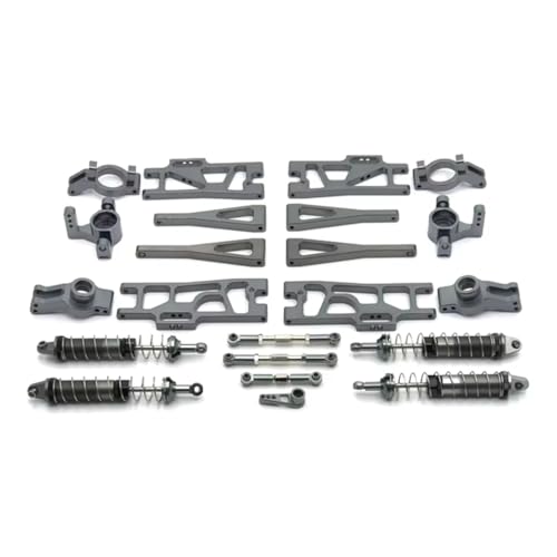 GTFRUQAS RC Autozubehör Für WLtoys 104009 12402-A 12409 Metall C Sitz Lenkung Tasse Schwinge Stoßdämpfer 11 Stück Set RC Auto Teile Zubehör Ersatz(Gray) von GTFRUQAS
