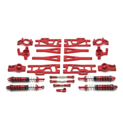 GTFRUQAS RC Autozubehör Für WLtoys 104009 12402-A 12409 Metall C Sitz Lenkung Tasse Schwinge Stoßdämpfer 11 Stück Set RC Auto Teile Zubehör Ersatz(Red) von GTFRUQAS