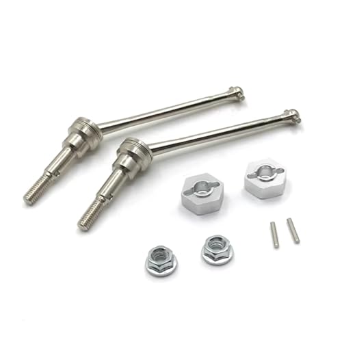 GTFRUQAS RC Autozubehör Für WLtoys 12423 12427 12428 1/12 Metall Frontantriebswellenkupplungssatz Fernbedienungsautoteile Und Zubehör Upgrade Ersatz(Silver) von GTFRUQAS
