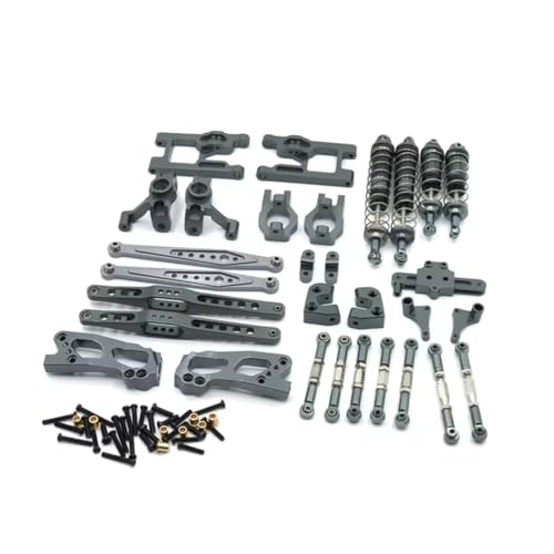 GTFRUQAS RC Autozubehör Für WLtoys 12427 12428 12423 Für FY-01 02 03 1/12 Metall Lenkung Tasse Stoßdämpfer Spurstange Set Fernbedienung Auto Zubehör(Gray) von GTFRUQAS