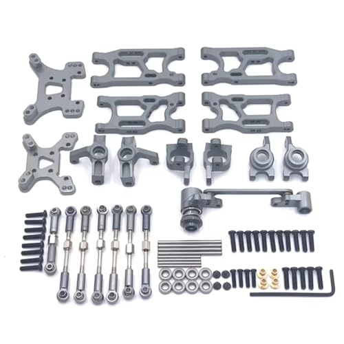 GTFRUQAS RC Autozubehör Für WLtoys 144010 144001 144002 124017 124019 Metall Schaukel Arm Pleuel Kit Fernbedienung Auto Teile Und Zubehör Ersatz(Gray) von GTFRUQAS