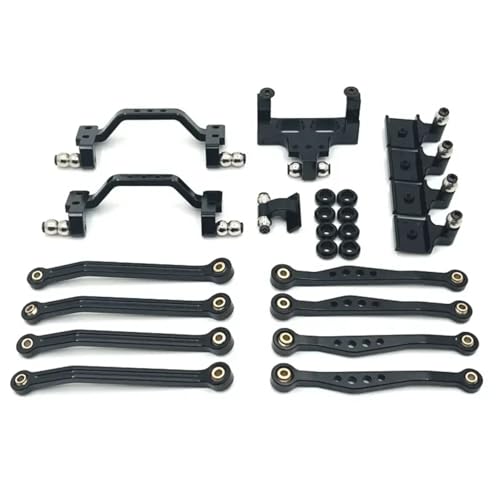 GTFRUQAS RC Autozubehör Für WPL C64 C64-1 1/16 Metall Für Chassis Link Rod Mount Shock Servo Bracket Set RC Auto Teile Und Zubehör Upgrade Ersatz Verwenden(Black) von GTFRUQAS