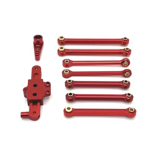 GTFRUQAS RC Ersatzteile Fo Wltoys 124006 12423 12427 12428 12429 1/12 Metall Upgrade Teile Kit Lenkung Montage Link Stange Servo Arm RC Auto Zubehör(Red) von GTFRUQAS
