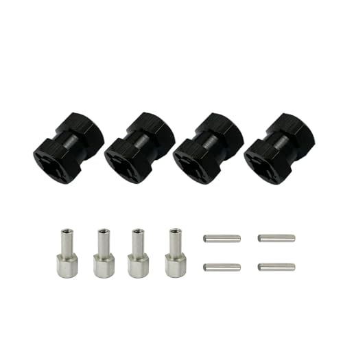GTFRUQAS RC Ersatzteile Für Axial Für SCX10 F350 D90 AX10 CC01 1/10 12mm Hex Radnabe Stick Adapter 12/15/20/25mm Verlängerung Combiner Koppler RC Crawler Auto Zubehör(Black,15mm) von GTFRUQAS