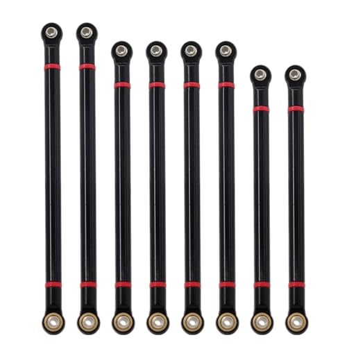 RC Ersatzteile Für Axial Für SCX10 Für RGT 86100 1/10 RC Crawler Teile 8 Stücke Innen Gewinde Aluminium Link Mit M3 Stange Ende Set 313mm Radstand(Black,D 7mm) von GTFRUQAS
