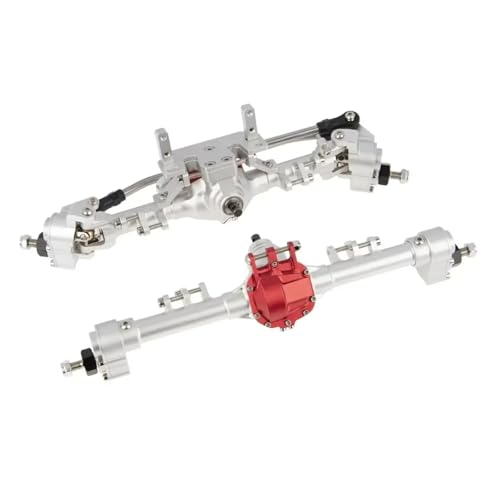 RC Ersatzteile Für Axial Für SCX10 II Für LCG 90046 90047 1/10 RC Auto Crawler 1 Set Aluminium Vorne Hinten Portal Achse Für Chassis Kit Upgrade(Silver) von GTFRUQAS