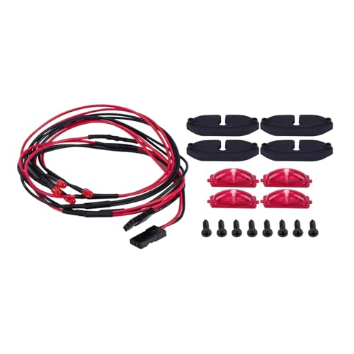 GTFRUQAS RC Ersatzteile Für Axial Für SCX10 III CJ-7 Für Jeep Für Wrangler Für Gladiator 1/10 Radlaufleuchten Licht Chassis Simulation Schmücken RC Crawler Autoteile(Red) von GTFRUQAS