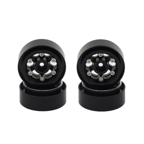 GTFRUQAS RC Ersatzteile Für Axial Für SCX24 AX24 Für TRX4M 1/18 1/24 RC Crawler Auto Upgrades Teile 1,0 Zoll Beadlock Felge Deep Dish Gestempelt Metall Hub(Black) von GTFRUQAS