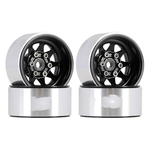GTFRUQAS RC Ersatzteile Für Axial Für SCX24 Für FCX24 Für Enduro24 Für TRX4M W1004 AX24 1,0 Bead Lock Felge Deep Dish Negative Offset 3,78mm Gestempelt Nabe RC Crawler Auto Teile(Black) von GTFRUQAS