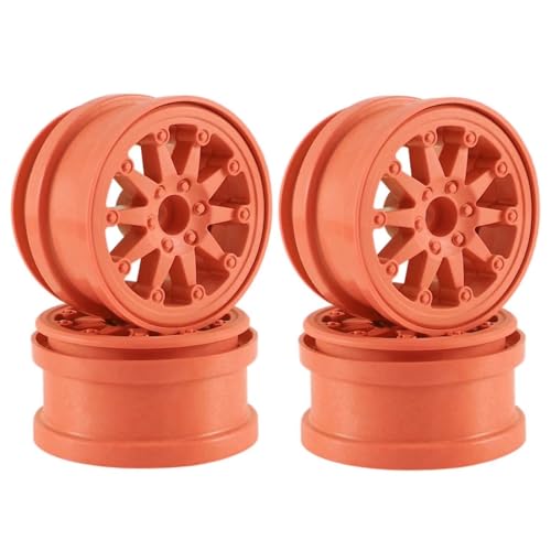 GTFRUQAS RC Ersatzteile Für Axial Für Scx10 Für Wraith Rr10 Rbx10 D90 1/10 RC Crawler Auto 4PCS Kunststoff Beadlock 2,2 Zoll Radnabe Felge(Orange) von GTFRUQAS