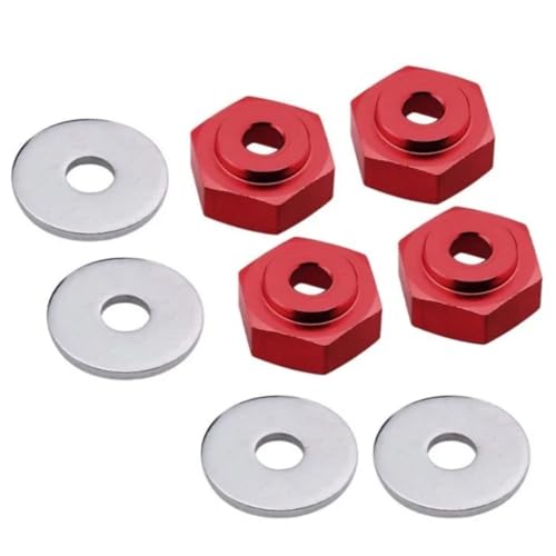 GTFRUQAS RC Ersatzteile Für HSP 1/10 1/8 RC Auto Für Buggy Für Monster Truck 12mm Bis 17mm Rad Adapter Stick Hub Combiner Hexagonal Hex Loch 6mm Teile(Red) von GTFRUQAS