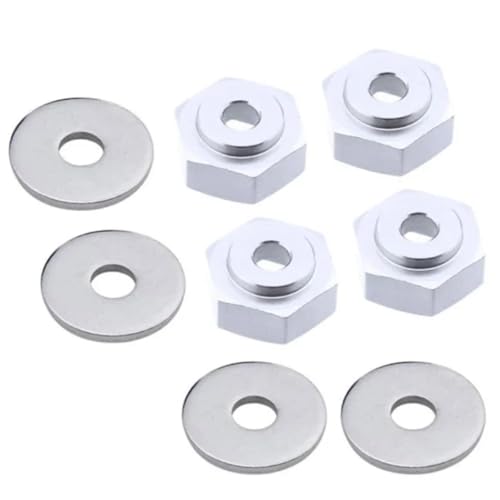 GTFRUQAS RC Ersatzteile Für HSP 1/10 1/8 RC Auto Für Buggy Für Monster Truck 12mm Bis 17mm Rad Adapter Stick Hub Combiner Hexagonal Hex Loch 6mm Teile(Silver) von GTFRUQAS